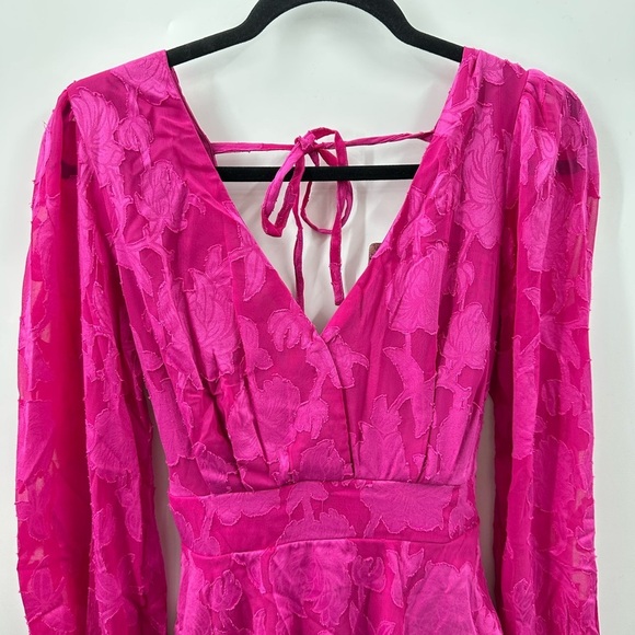 BAND OF THE FREE Kiss me fuchsia peplum ruffled textured party mini dress NWT M - Picture 5 of 16